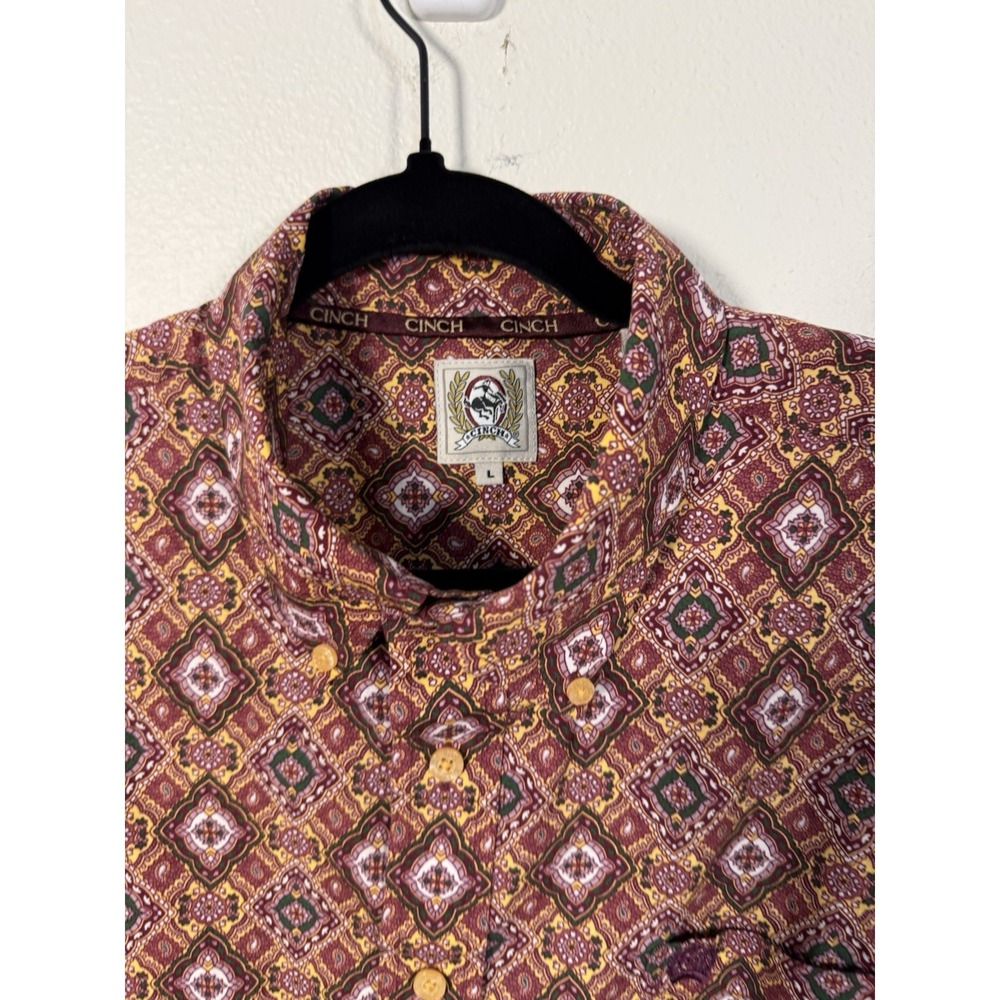 Cinch‎ Men's Long Sleeve Western Button-Down Large Red BC03